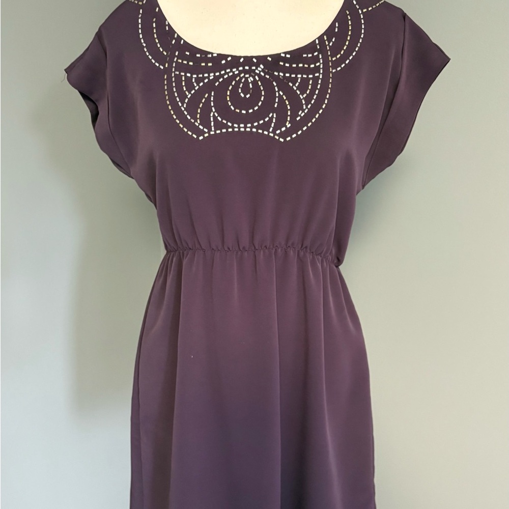 Vintage & Rare Boutique Women’s A-line Dress w/Deco Studs. Purple.Free shipping
